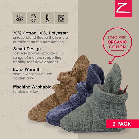 Zutano Unisex Fleece Baby Booties with Organic Cotton Lining, Newborn Essentials in Saudi Arabia