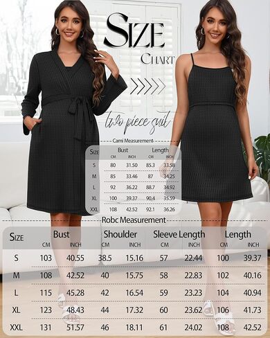 Riyiper Women's Maternity Nursing Waffle Gown Dress and Robe Set Breastfeeding Nightgown 3 in 1 Labor Delivery Hospital Gowns in Kuwait
