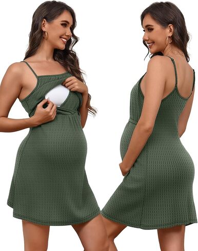 Riyiper Women's Maternity Nursing Waffle Gown Dress and Robe Set Breastfeeding Nightgown 3 in 1 Labor Delivery Hospital Gowns in Saudi Arabia