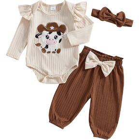 Baby Girl Clothes Newborn Girl Long Sleeves Romper Pants Headband Set Infant Outfits 3Pcs Spring Clothing