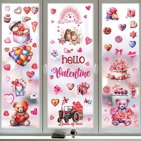 ملصق نافذة عيد الحب ملصق ، Love Heart Bear Rose Window Secal for Home Party Supplies Shop Window Glass Display Discoration in Kuwait