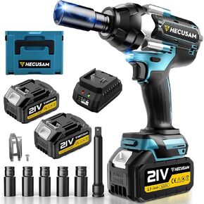 Cordless Impact Wrench, 1/2" Impact Gun (1000N.m) 740Ft-lbs, Brushless Pistola de Impacto, 2x 4.0Ah Battery, High Torque Variable Speeds for Car Truck Lug Nuts