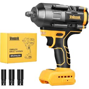 Cordless Impact Wrench 1/2 inch for Dewalt 20V Battery, 900FT-LBS(1200N.m) Impact Driver High Torque Brushless Electric Impact Gun Includes LED Work Light Variable Speeds for Car/Truck RV/Mower
