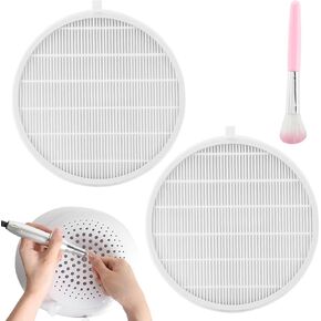 2 Pcs Nail Dust Collector Replacement Filter, Reusable No Spilling Dust Filter with Nail Art Dust Powder Remover Brush for Nail Dust Machine Manicure Tools Nail Salon Home Use