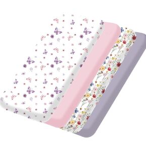 bimocosy Fitted Crib Sheets for Boys Girls 4 Pack, Size 28"x 52" for Standard Crib and Toddler Mattresses, Super Soft Breathable Microfiber Baby Crib Mattress Sheet, Stars/Woodland Animals/Grey/Green