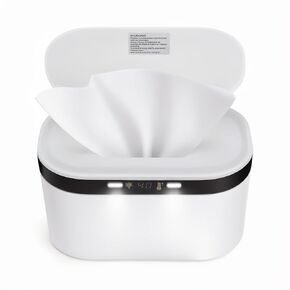 Baby Wipe Warmer, Large Capacity Wipes Dispenser and Diaper Wipe Warmer with Night Light, Fast and Even Heating, Temperature Display, 5 Levels of Temperature Adjustment, Vehicle-Powered