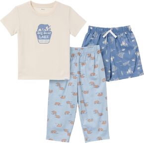 Gerber Baby Boys' 3-Piece Pajama Set (Polyester Jersey Top, Pants, + Shorts)