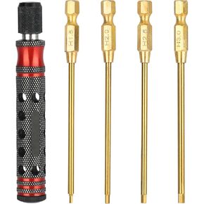 SUNJOYCO 1/4" Drive RC Hex Driver Bit Set, 1.5mm 2.0mm 2.5mm 3.0mm Hex Allen Wrench Drill Bits Screwdriver for RC Repair