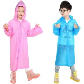 Raincoats for Kids,EVA Reusable Rain Ponchos with Hood and Sleeves Waterproof Rain Coats for Boys and Girls