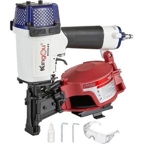 Kingou American Style NVH45 Roofing Nailer Gun For Roofing Constructions Accepts 7/8-Inch to 1-3/4-Inch Nails 15 Degree With 3/8 NPT Air Connector 120-pcs Load Capacity Roofing Nailer
