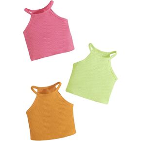 Floerns Baby-Girls 3 Pack Sleeveless Ribbed Knit Halter Cami Tops