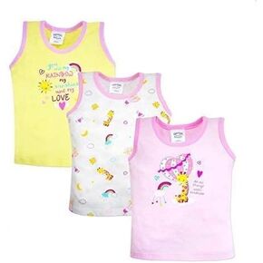 COTTON STUFF Baby Sleeveless Tank Tops 100% Cotton Shirts Undershirts T-Shirts for Girls (Kindness Collection, Pack of 3)