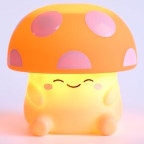 Ambient Mushroom Night Light, Cute Silicone Squishy Light Up Mushroom Lamp, Tap-Sensitive 3 Level Dimmable Nightlight, Battery-Powered Bedside Touch Lamp for Kids Bedroom Baby Nursery Decor Gift