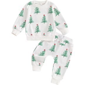 Kupretty Toddler Baby Girl Valentine’s Day Outfits Heart Waffle Knit Sweatshirts and Pants Set Fall Winter Spring Clothes