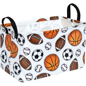 Rectangle Storage Bin Laundry Hamper Storage Basket Fabric Material Organization Basket Toy Box Nursery Hamper for Clothes Toys Gift Basket With Handles (Rec-Grey Rugby)