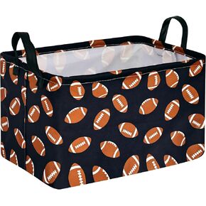 Kids Football Pattern Toys Box Empty Baby Storage Basket,Foldable Gift Basket with Handles,Closet Organizer Bins Boys Room Decor,Nursery Bins Hamper(American football)