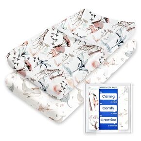 Extra Stretchy Changing Pad Cover, TotBasic Ultra Soft Premium Jersey Knit Changing Pad Sheets, Pink Prints for Baby Girls, Fits All Standard Changing Tables/Dresser Tops - 2 Pack (Whale + Giraffe)