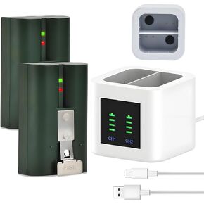 2 Pack Replacement for Ring Doorbell Battery with Charger Station, Rechargeable Ring Camera Battery for Ring Doorbell 2/3/3Plus/4, Spotlight Cam, Stick Up Cam,Upgraded 3.65V 6040mAh (Indoor&Outdoor)