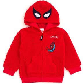Marvel Avengers Spider-Man Cozy Sherpa Cosplay Hoodie Newborn to Big Kid Sizes (0-3 Months - 10-12)
