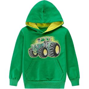 Little Hand Kids Dinosaur Hoodies for Boys Monster Truck Pullover Toddler Tractor Hooded Sweatshirt Active Shirts 2-7 Year