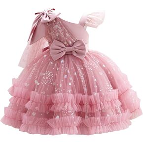 IBTOM CASTLE Girls Birthday Party Dress Heart Glitters Tulle Princess Dress Toddler Flower Girl Wedding Prom Pageant Dress