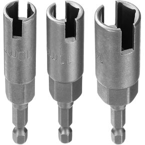 HARFINGTON 3pcs Hex Nut Driver Drill Bit Set 10mm 12mm 15mm 6-Points Socket 1/4" Hex Shank Nut Setter CR-V Steel Quick-Change Nut for Power Drills Impact Drivers