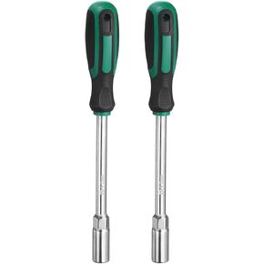 HARFINGTON 2pcs Metric Nut Driver 13mm Dia 150mm Round Shank CR-V 6 Point Hex Hexagon Socket Wrench Screwdriver with Non-Slip Handle for Tightening and Loosening Fasteners