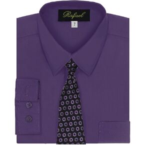 Boy's Dress Shirt & Tie - Purple 4T