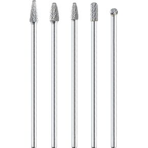 5 Pcs Long Shaft Tungsten Carbide Burrs Set Kit Bits 6mm Long Shank 155mm Cut Port Cast Iron Steel Aluminum Cylinder Head Engine Intake Exhaust Manifold for Tight Hard-to-Reach Not Fit 1/4 Collect