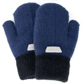 Kids Warm Knit Mittens with Double Layer Girls Boys Winter Outdoor Gloves 3-7 Years