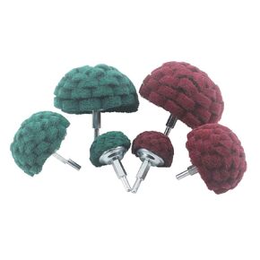 6 Pcs Scouring Pads, 1/4'' Shank Half Ball Shape Non Woven Buffing Polishing Kits for Drill, Power Scrubber Drill Polishing Kits