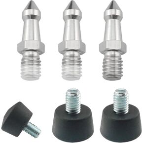 6PCS Non Slip Camera Feet 1/4 Inch Three Stainless Steel Tripod Feet Hiking Sticks Spikes Photography Accessories Universal Non Slip Rubber Tripod Feet