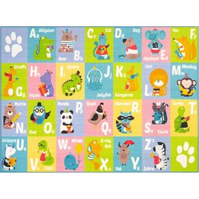 KC CUBS ABC Alphabet Animal Educational Learning & Fun Game Play Area Non Slip Boy & Girl Kids Rug Carpet for Children Bedroom, Toddler Classroom Daycare and Baby Playroom Floor Mat, Playtime Activity