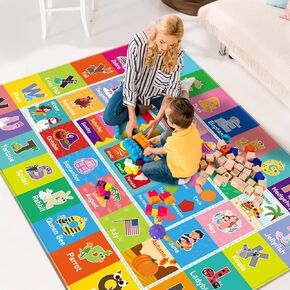 Kids Rug for Playroom, Kids Baby Playmat with Alphabet, Month, Weather, Week and Shapes ABC Educational Rug, Kids Play Rug Carpet for Bedroom Classroom (59 X 39.4 INCH, Weather)