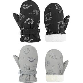 Toddler Mittens Waterproof Toddler Snow Gloves Fleece Lined Toddler Gloves Kids Winter Mittens for Boys Baby Mittens