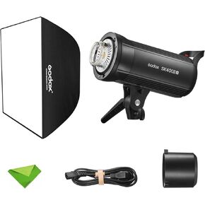 Godox SK400IIV SK400II-V KIT 400Ws Strobe Studio Flash GN65 5700K 2.4G with LED Modeling Lamp Bowens Mount Monolight for Studio, Portrait Photography+60x90CM Flash Softbox