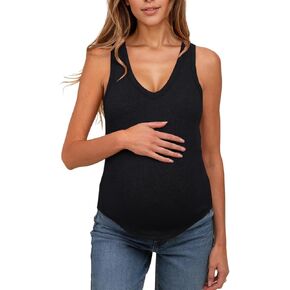 UNCLECAT Women's Maternity Tank Tops Summer V-Neck Sleeveless Pregnancy Clothes Casual Basic Shirt