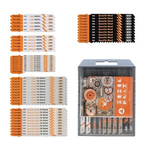 50PCS T Shank Jigsaw Blades Set - BGTEC HCS/HSS Jig Saw Blades for Wood, Plastic and Metal Cutting(T118A,T118B,T101AO,T101B,T101BR,T144D)