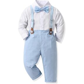 Baby Boy Wedding Dress Suits Formal Baby Boy Outfits Gentleman Clothes Toddler Boys Suit Shirt,Pants,Bow Tie