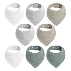 Cherub Baby Bandana Bibs for Boys, 8 Pack Muslin Baby Bibs for Drooling and Teething, Super Absorbent Drool Bibs for Baby Boy, Soft Baby Boy Bibs
