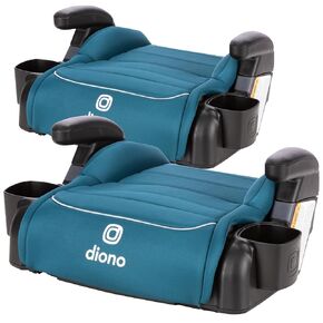 DIONO Connect3 R Backless Booster Pack من 2 ، Slim Fit 3-Across في العديد من سيارات السيدان المتوسطة الحجم وسيارات الدفع الرباعي ، للأطفال من 40-120 رطلاً ، خفيفة الوزن مع حامل الكأس ، بلو جليد