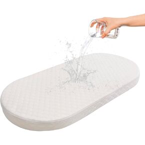 Baby Bassinet Mattress, Breathable, Hypoallergenic, Premium Foam, Non-Toxic, Oval Shaped with Removal Waterproof Cover, 18" x 29" x 2''