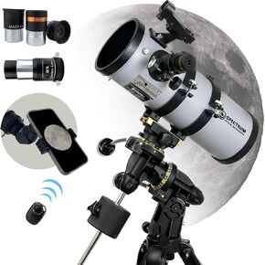 SpectrumOI Telescope for Adults, Telescope for Adults Astronomy Gifts, Telescope for Adults High Powered - Premium EQ Reflector Telescope 114mm 4.5" Aperture with Aspherical Eyepiece