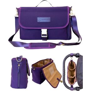 Sarah Wells "Maddy Caddy Breast Pump Bag - Stroller Caddy - Insulated Neoprene - Luggage Sleeve - Adjustable Pockets - Crossbody (Black XOXO)