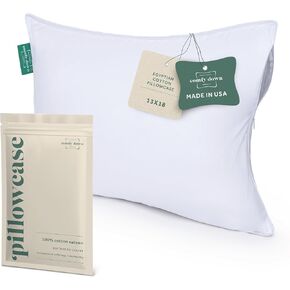 ComfyDown Pillowcase for Toddler & Travel Pillows Breathable, 100% Cotton, 400-Thread Count, Zipper Closure - Made in USA - 13"x18"