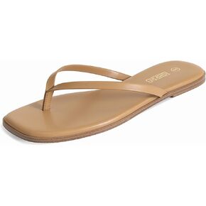 Rihero Flip Flops for Women Comfortable Square Toe Beach Sandals Slip On Leather Thong Flat Sandals Dressy