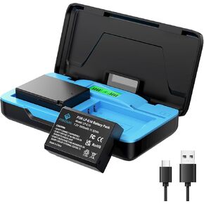 LP-E10 Battery for Canon T7, 2-Pack 1600mAh with USB-C 20W Fast Charge Case, Compatible with EOS Rebel T7 T6 T5 T3 T100, Kiss X50 X70, 2000D 1300D 1200D 1100D Camera, Magnetic Snap Cover