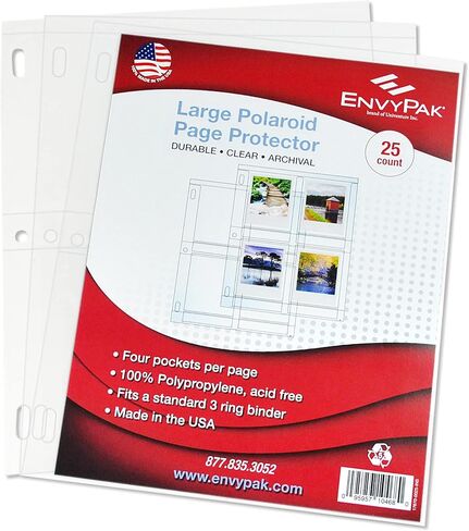 Envypak Four (4) حماة صفحات الجيب المحفوظات بحجم لتناسب صور Polaroid الفورية القياسية - حزمة من 25 صفحة in Kuwait