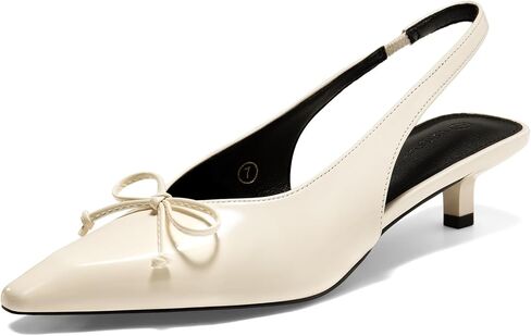 Coutgo Womens Slingback Kitten Low Heels Dress Shoes Closed Pointed Toe Bow Tie Slip on Office Work Pumps in Kuwait