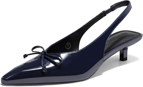 Coutgo Womens Slingback Kitten Low Heels Dress Shoes Closed Pointed Toe Bow Tie Slip on Office Work Pumps in Kuwait